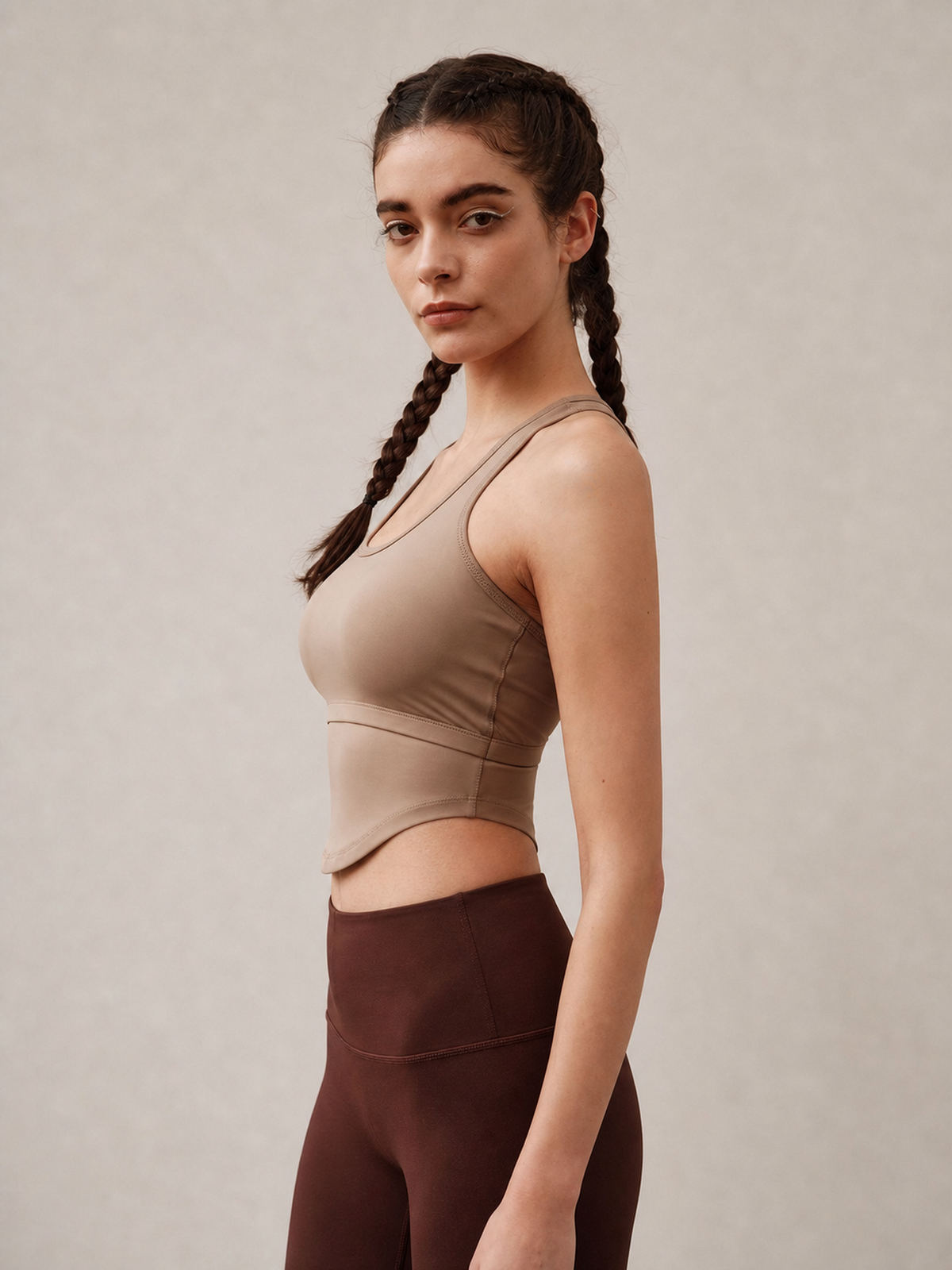 Racerback Cropped Yoga Vest – Khaki