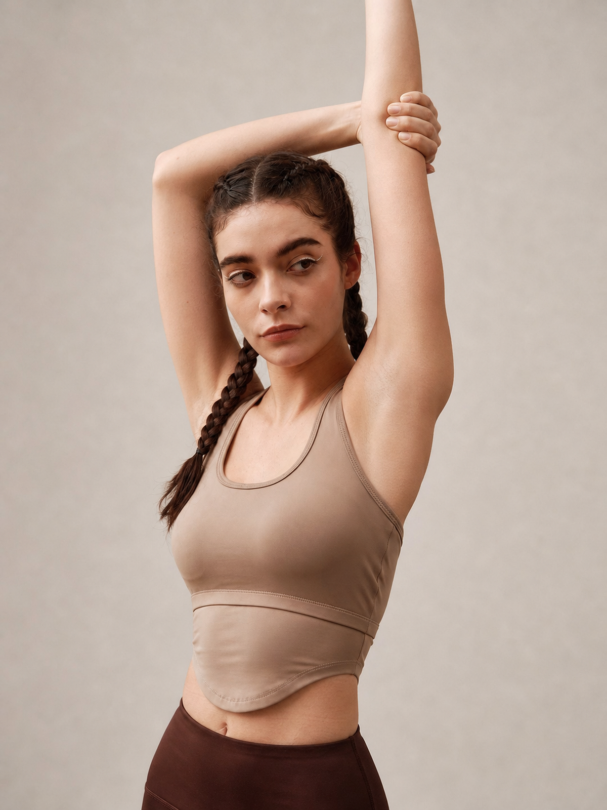 Racerback Cropped Yoga Vest – Khaki