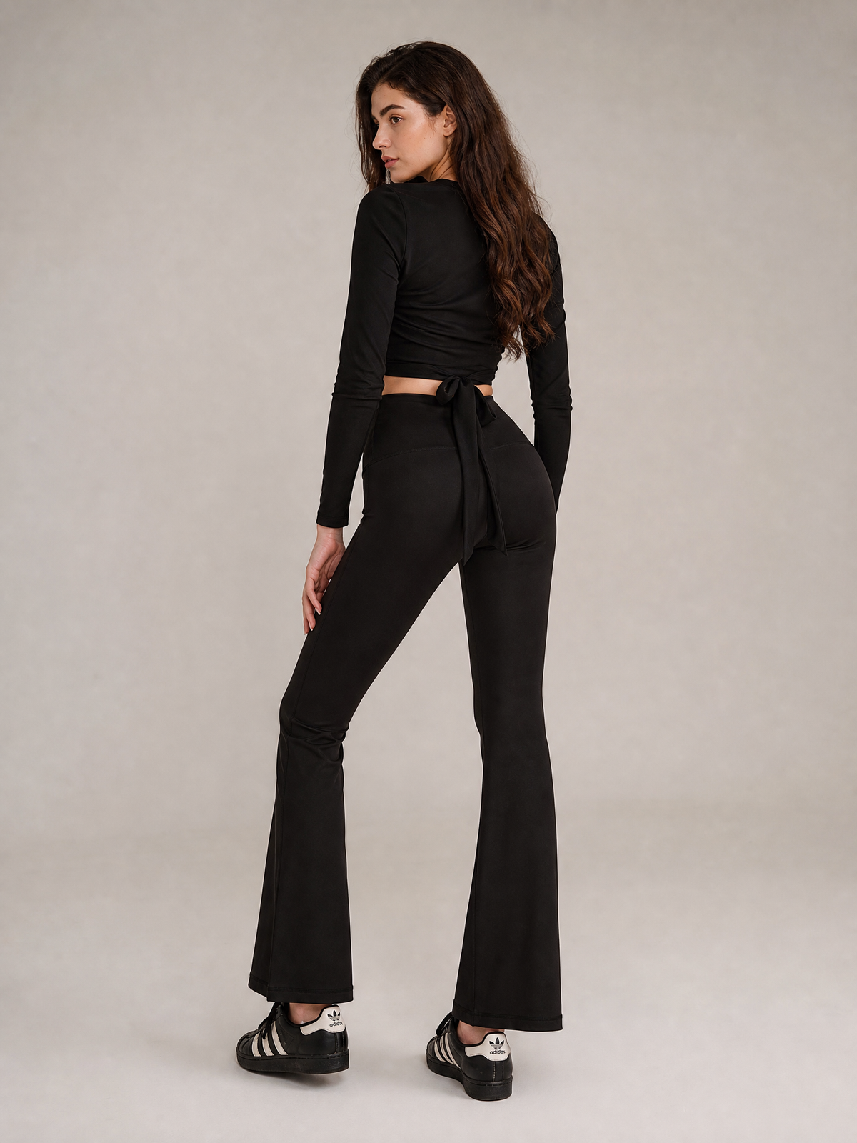 High Waist Flared Yoga Trousers – Black
