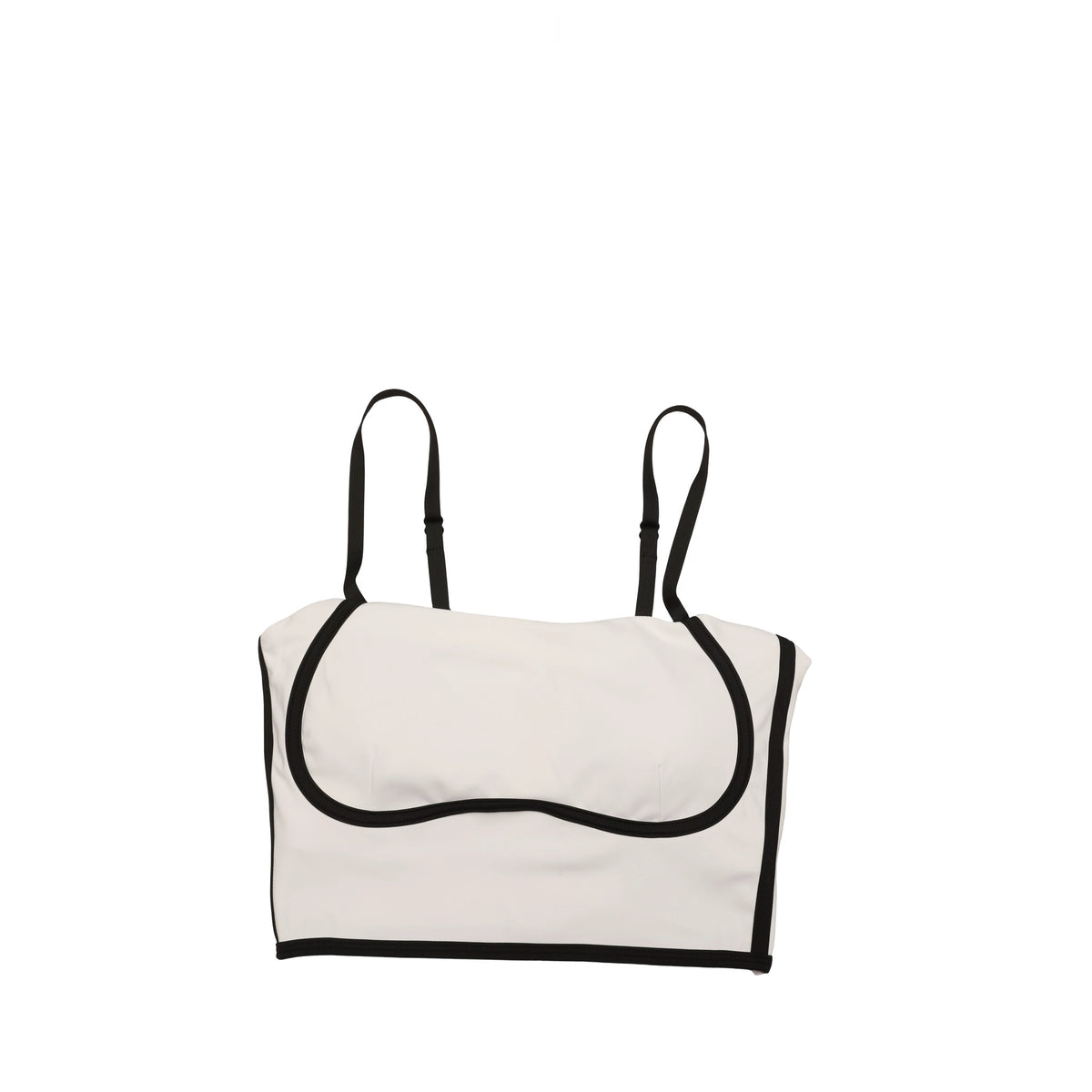 Square Neck Contrast Trim Cropped Cami – White