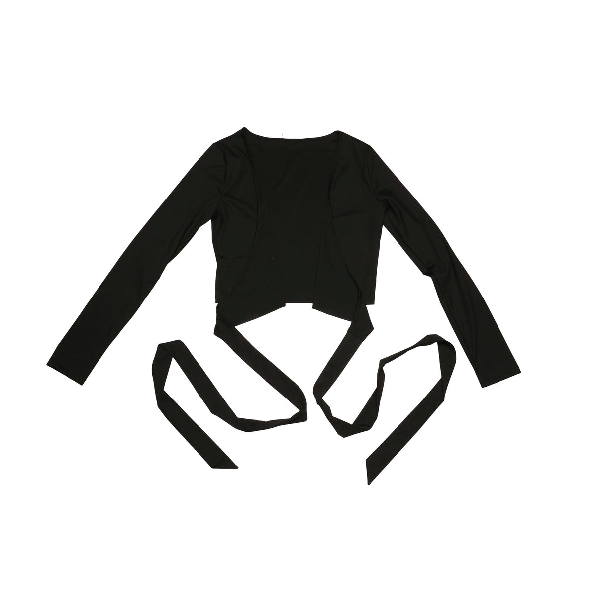 Long Sleeve Wrap Tie Shrug – Black