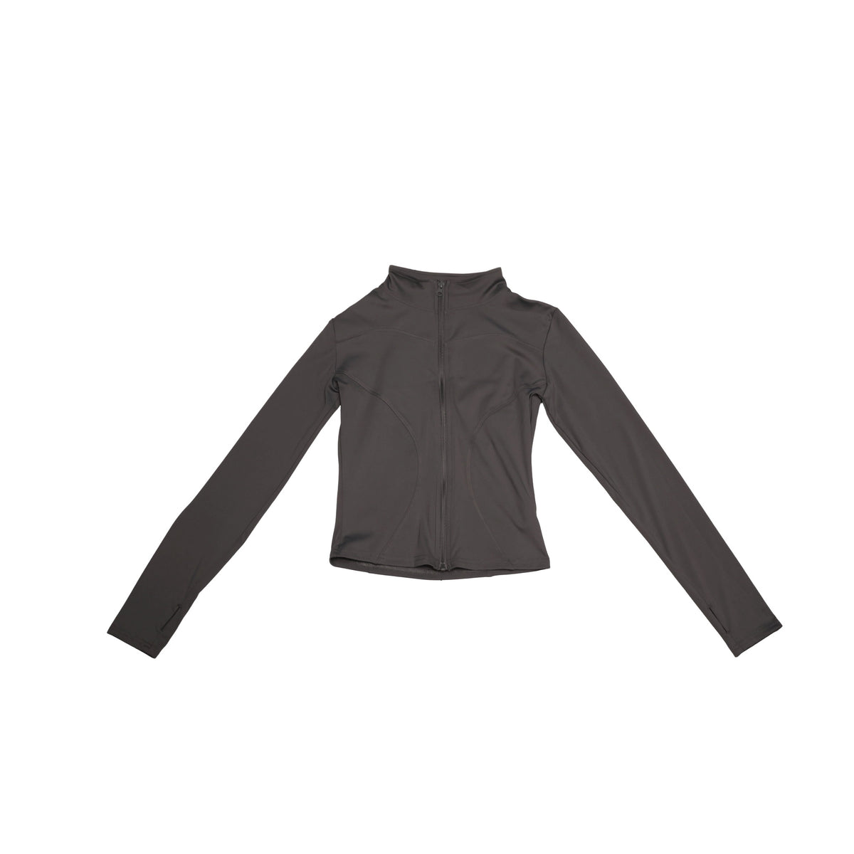 Cropped Funnel Neck Zip Jacket – Stone Grey