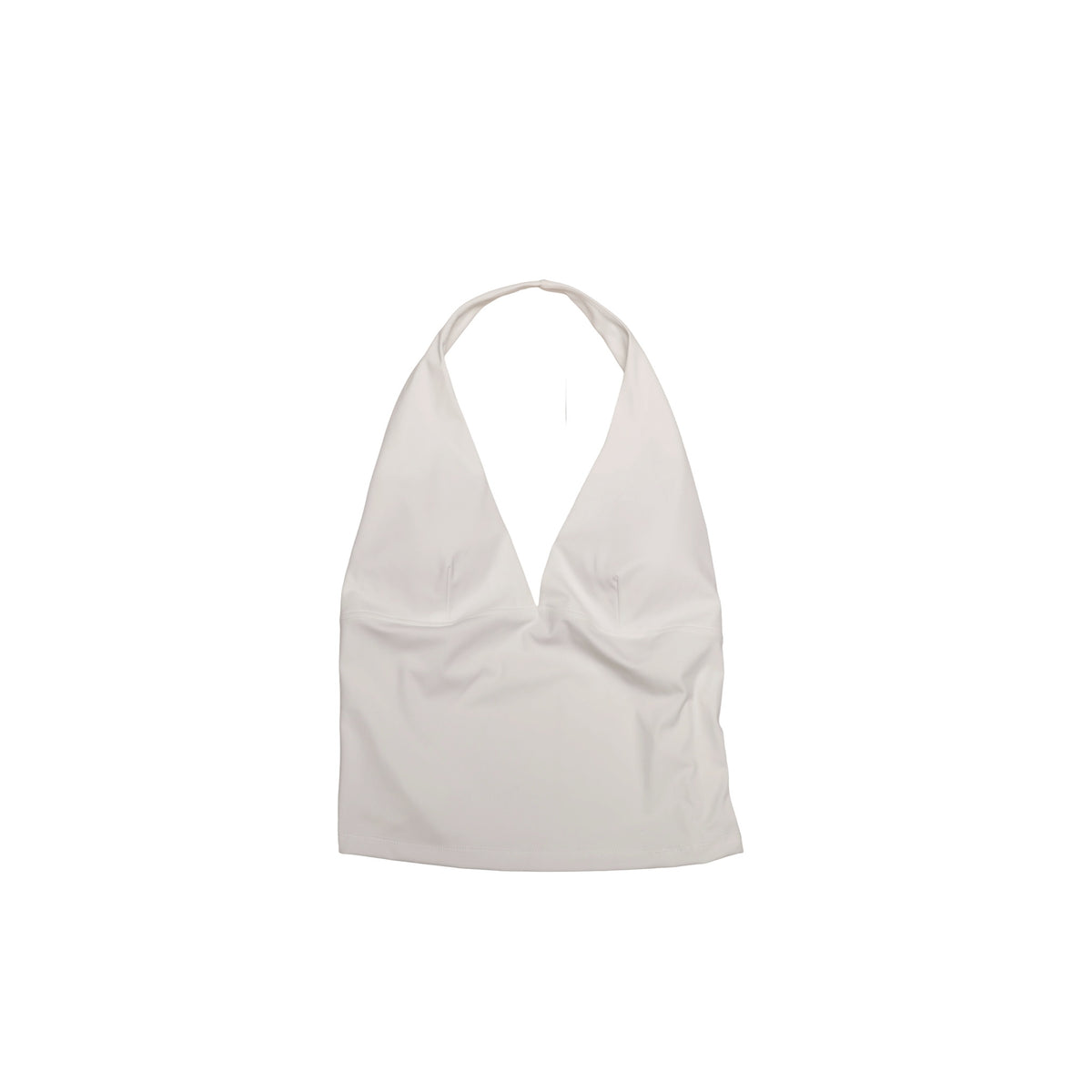 Halter Neck Deep V Crop Top – White