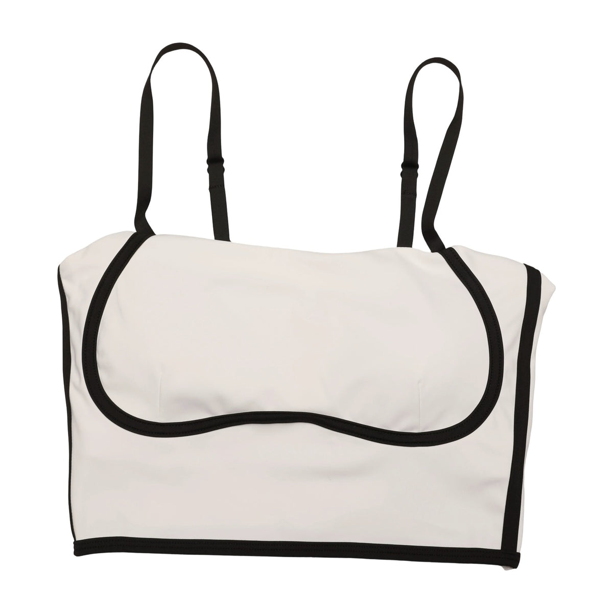 Square Neck Contrast Trim Cropped Cami – White