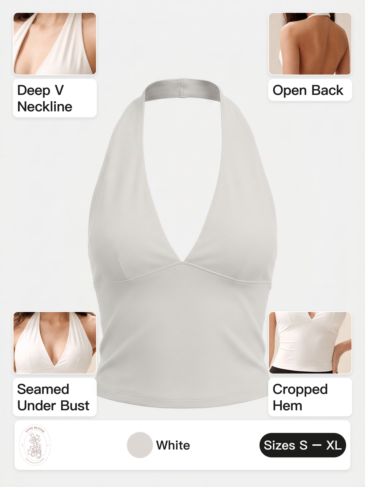 Halter Neck Deep V Crop Top