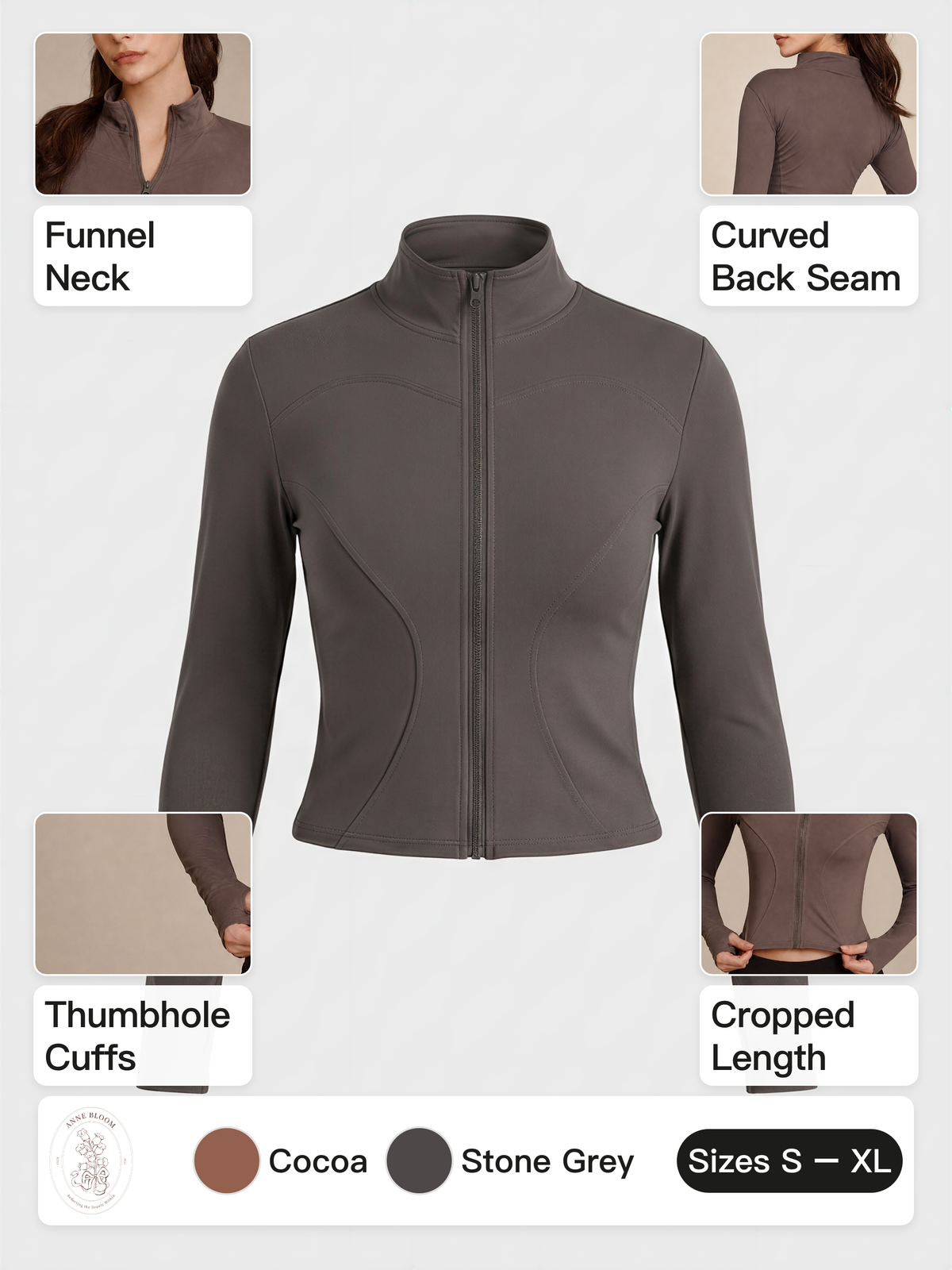 Cropped Funnel Neck Zip Jacket